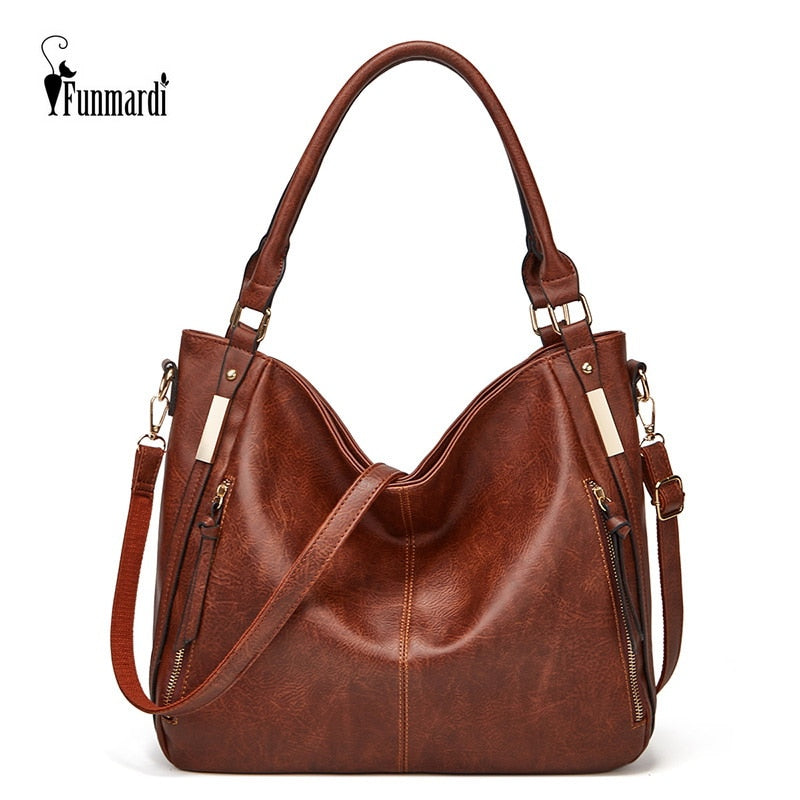 FUNMARDI, bolsos de lujo de cuero suave para mujer, bolsos de marca de diseñador, bolso de hombro de alta capacidad, bolsos de mano para mujer WLHB2213