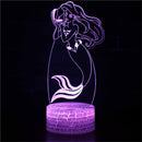 Beautiful Disney Mermaid Princes Ariel Cartoon LED Night Light Children Kids LED Nightlamp Girls Gifts 3d Decorative Table Lamp