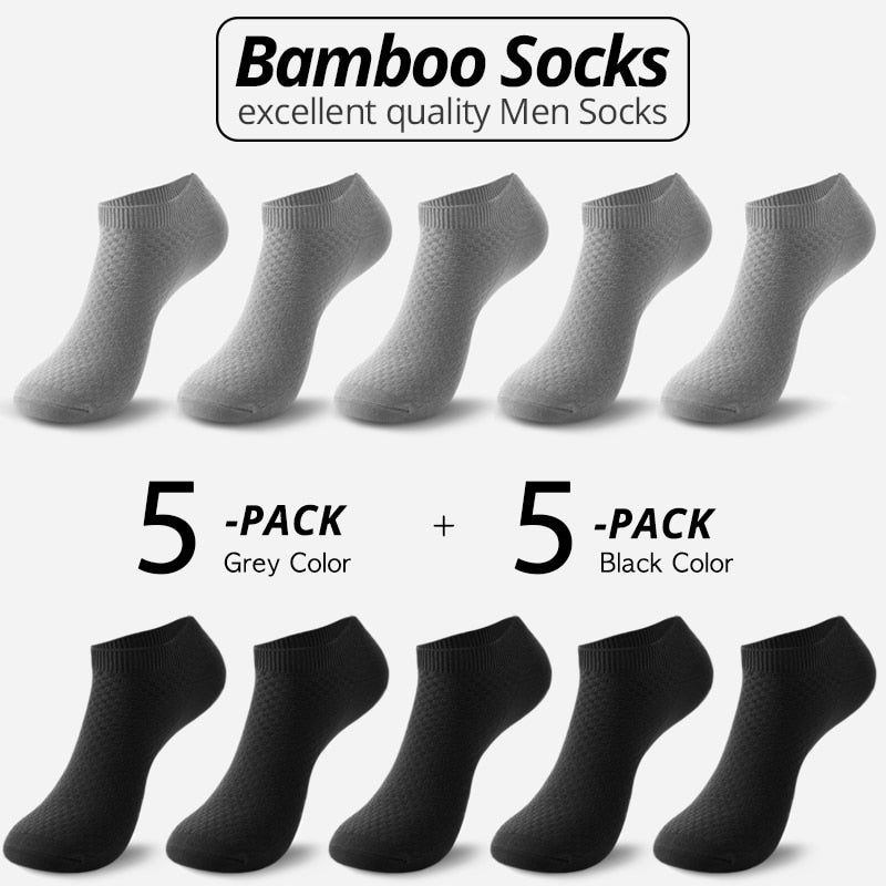 10 Pairs Bamboo Fiber Men Socks Short Ankle Business Black Male Meias Socks Summer Breathable Men Dress Shoes Clothes Size 38-44