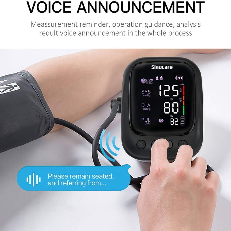 Monitor de presión arterial Sannuo Sinocare, salud médica, brazo superior automático, pantalla retroiluminada Digital, máquina BP, pulso de frecuencia cardíaca