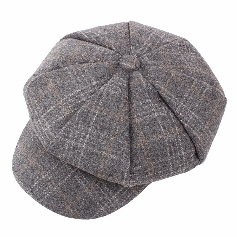 BUTTERMERE Women Wool Tweed Caps Newsboy Female Male Vintage Army Green Plaid Flat Caps Spring Painters Cabbie Duckbill Hat 2022