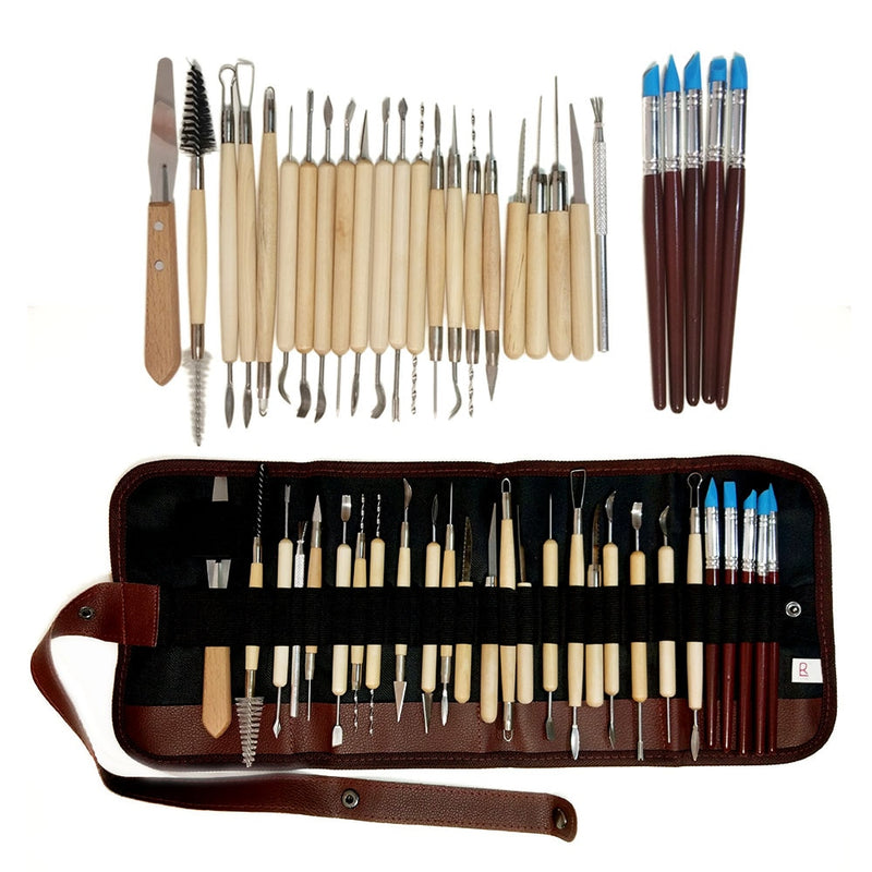 DIY Art Clay Sculpting Kit Sculpt Smoothing Wax Carving Pottery Ceramic Tools Polymer Shapers Modeling Carved Tool With bag