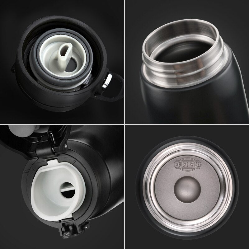 UZSPACE Business Sport Water Bottle Vacuum Flask Stainless Steel Thermos Direct Drink Leakproof Portable Car Tea Cup Coffee Mug