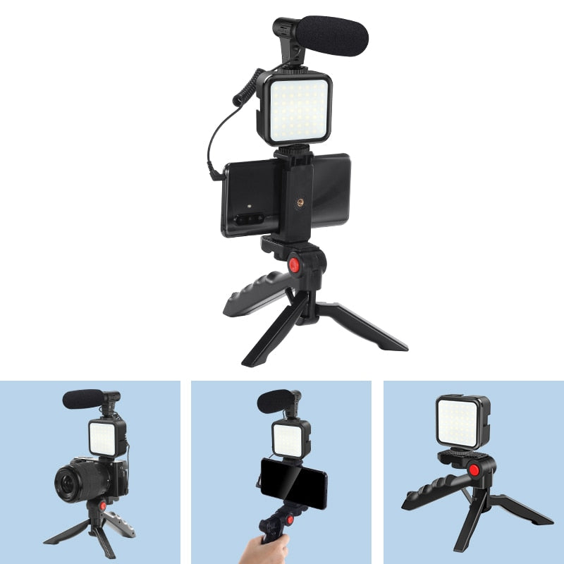 MAMEN Professional Vlogging Kit Video Shooting Equipment with Tripod Bluetooth Control for SLR Camera Smartphone Youtube Set