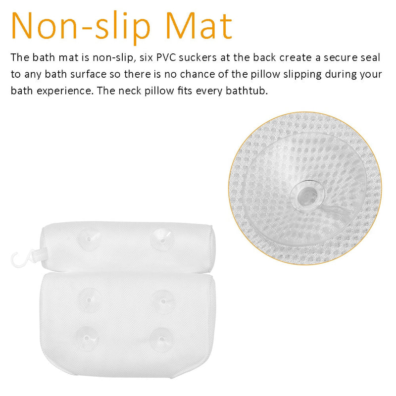Breathable 3D Mesh Spa Bath Pillow with Suction Cups Neck and Back Support Spa Pillow for Home Hot Tub Bathroom Accessories