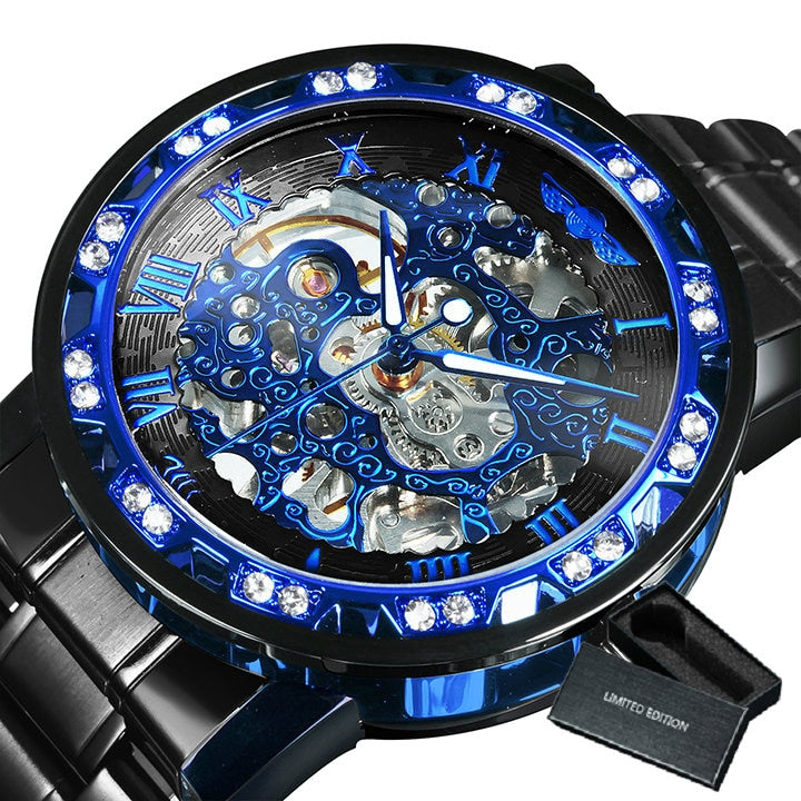 Winner Transparent Diamond Mechanical Watch Skeleton Wrist Watch for Men Top Brand Luxury Watches Unisex Size Clock reloj hombre