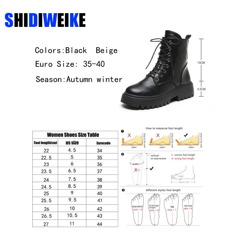 Woman Ankle Boots Flat Heel Shoes Women Lace Up Winter Autumn Shoes Daily Short Boots Woman Footwear Size 35-40 AC166