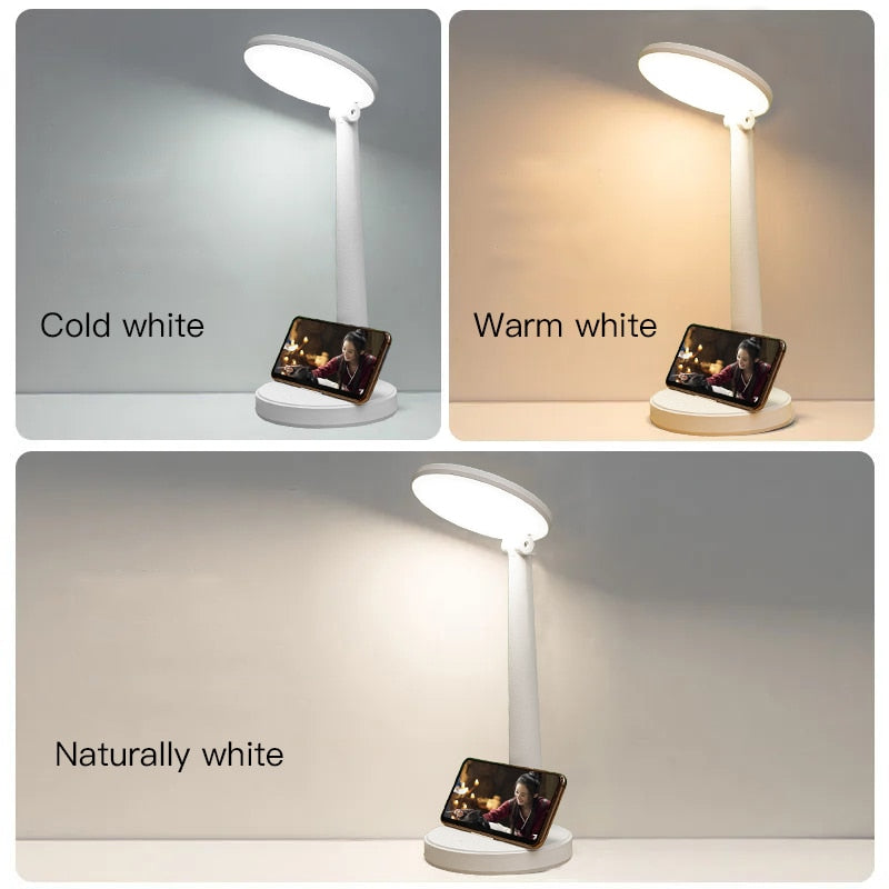 Led Desk Lamp 3 Color Stepless Dimmable Touch Foldable Table Lamp Bedside Reading Eye Protection Night Light DC5V USB Chargeable