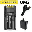100% Original Nitecore UM4 UM2 USB QC Battery Charger Intelligent Circuitry Global Insurance li-ion AA AAA 18650 21700 26650