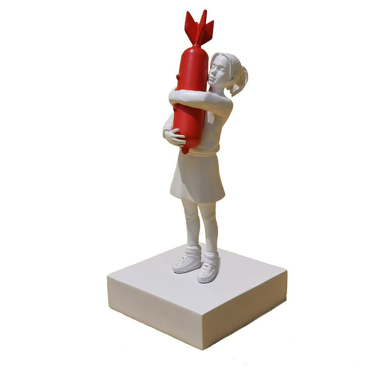 Bomb Hugger Banksy Sculpture Bomb Girl Street Art Resin Statue Creative Home Decor Modern Figurines  Simple Packing