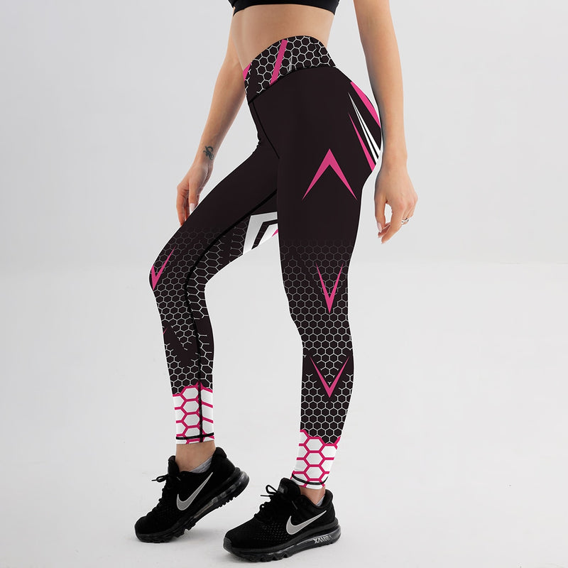 Workout Sporting Elastic Force Breathable Fitness Leggings Pattern Digital Printing Outdoor Sportswear Skinny Leggings For Women