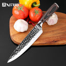 XITUO Kitchen Knives 8&quot; Stainless Steel Chef Knife High Grade 7Cr17 Frozen Meat Cutter Wood Handle Identation blade Cooking Tool
