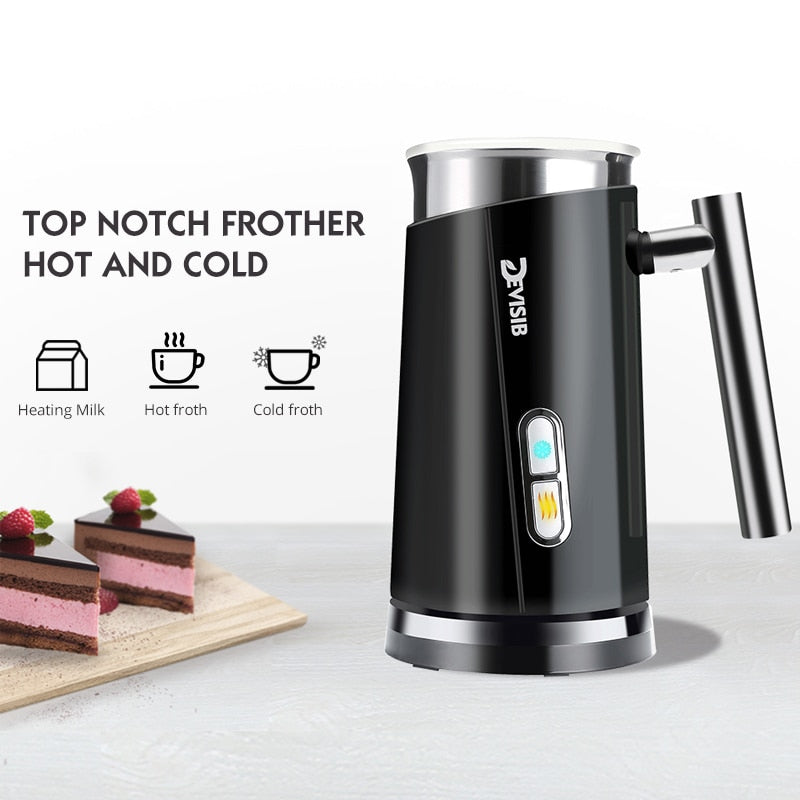 DEVISIB Automatischer Milchaufschäumer elektrisch heiß und kalt für die Zubereitung von Latte Cappuccino Kaffee Aufschäumer Küchengeräte 220 V