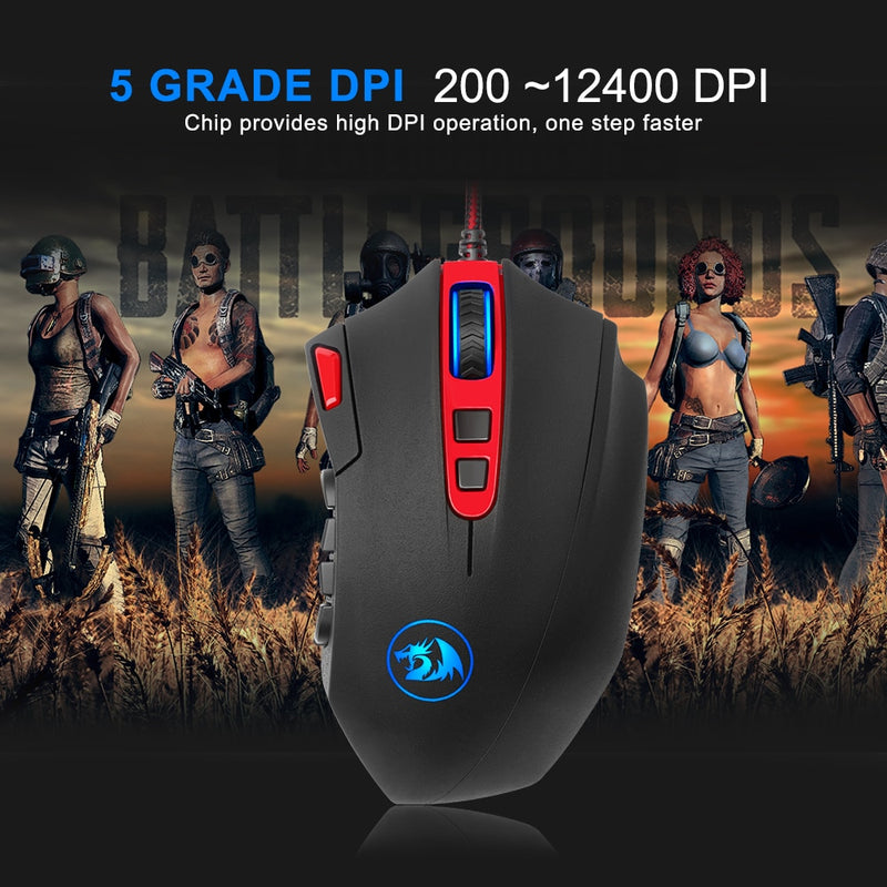 Redragon Perdition M901 USB wired Gaming Mouse 12400DPI 19 buttons programmable game mice backlight ergonomic laptop PC computer