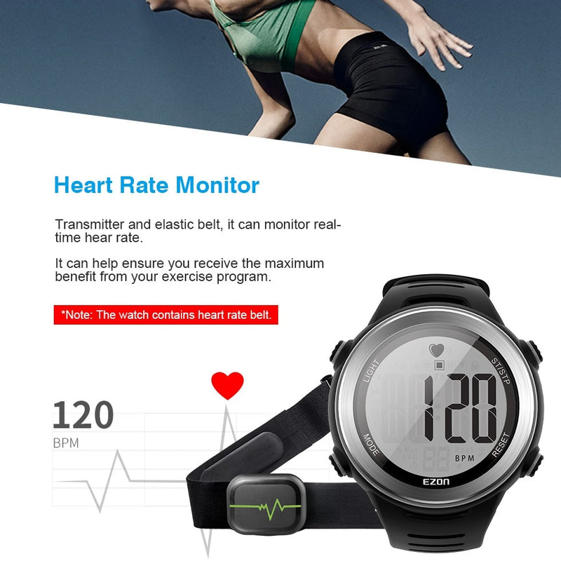 Monitor de ritmo cardíaco Hombres Deportes Polar Relojes Impermeable Digital Inalámbrico Correr Ciclismo Correa de pecho Hombres Mujeres Reloj deportivo