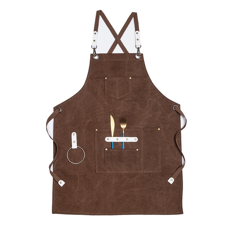 2021 New Thick Canvas Unisex Apron Bib Chef Kitchen Aprons for Women Men Coffee Shop Barber BBQ Bib working uniform