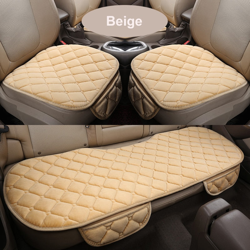 Winter Car Seat Cover Car Front/Rear/Full Set Seat Cushion Non-slip Short Plush Chair Auto Seat Cushion Protector Mat Pad