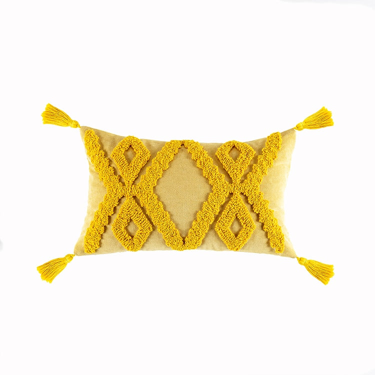 Funda de cojín estilo bohemio rosa amarillo azul Beige borlas funda de almohada hecha a mano para decoración del hogar sofá cama 45x4 5cm/30x50cm