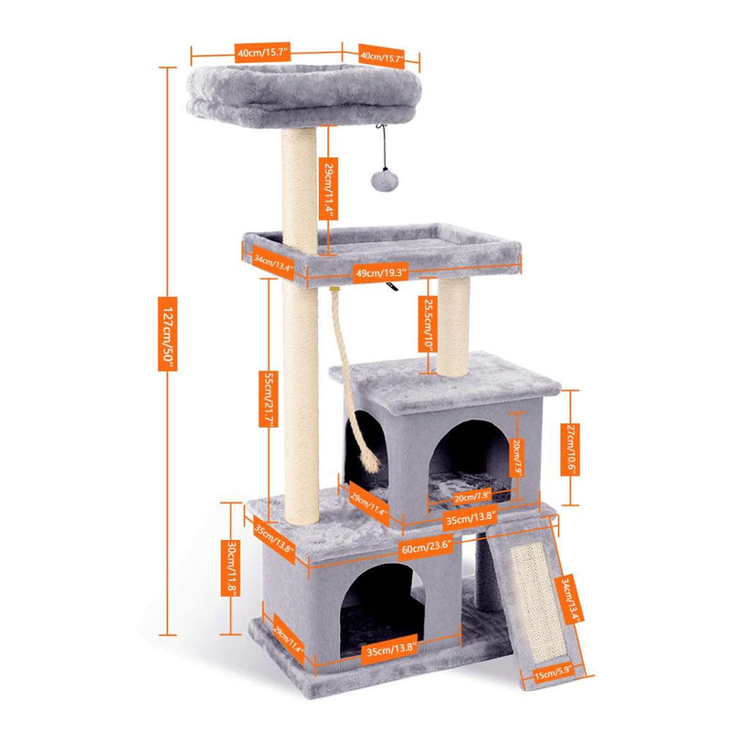 Wood Cat Tree Cats Multi Floor Large Play Tower Sisal Scratching Post Kitten Furniture Activity Centre  Condo Playhouse Dang toy