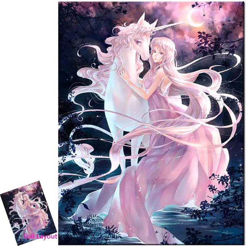 Unicorn Fairy Diamond Painting Cross Stitch Full Square Round Drill Diy Diamond Mosaic Icons Cartoon Embroidery SaleZP-3011