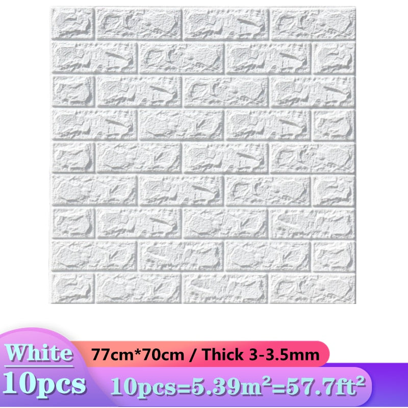 10 pegatinas de pared 3D de 77x70cm, papel tapiz autoadhesivo impermeable para dormitorio de ladrillo de imitación para decoración de fondo de TV y sala de estar