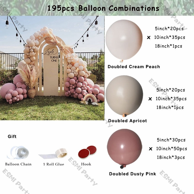 Doubled Dust Pink Boho Hochzeit Verlobung Dekoration Chrom Rose Gold Nude Luftballons Girlande Ballon Arch Global Birthday Decor