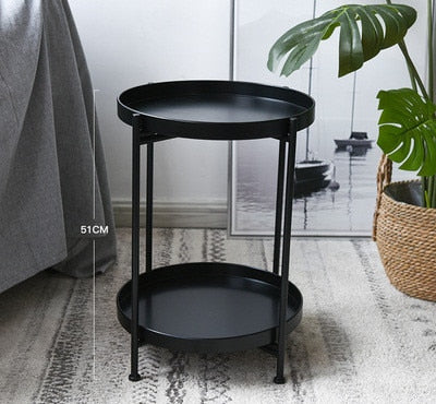Nordic Simple Iron Double-layer Small Tea Table Corners Round Coffee Table Lving Room Mini Sofa Side Table