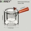 BORREY 500ml Teekanne aus Glas mit Infuser Liner Filter Glasteekocher mit Holzgriff Office Boil Teegeschirr-Set Teekanne Wasserkocher