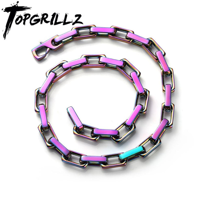 TOPGRILLZ 10 mm Edelstahl-Halskette, farblich passend, vergoldet, mit Nähten, Hip-Hop-Rock, Modeschmuck für Männer und Frauen