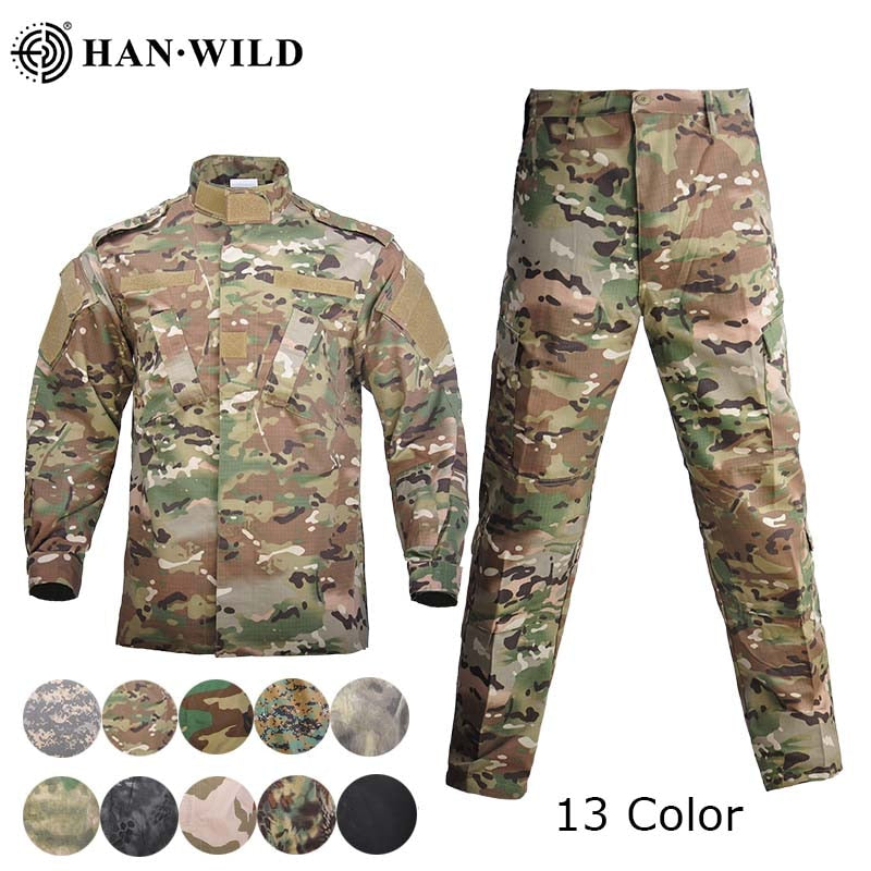 Hombres Militar Uniforme Airsoft Camuflaje Traje Táctico Camping Ejército Fuerzas Especiales Combat Jcckets Pantalones Militar Soldado Ropa