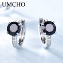 UMCHO Natural Black Spinel  Earrings For Women 100% Real 925 Sterling Silver Earrings Female Engagement Fine Jewelry