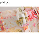 Floral Print Shorts Women Free Belt High Waist Casual Short Mujer Fashion Summer Short femme vetement femme  LDZZ6309