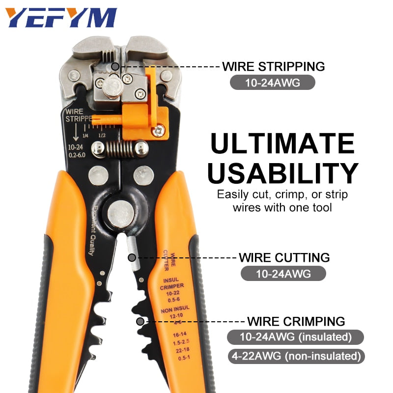 Wire stripper pliers 0.25-6mm²/10-24AWG YE-1 cable cutter practical electric automatic Multifunctional Repair crimping Tools