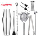 UPORS Stainless Steel Cocktail Set 550ml/750ml Cocktail Shaker Set with Muddler Jigger Bar Spoon Ice Tong Bartender Kit Bar Set
