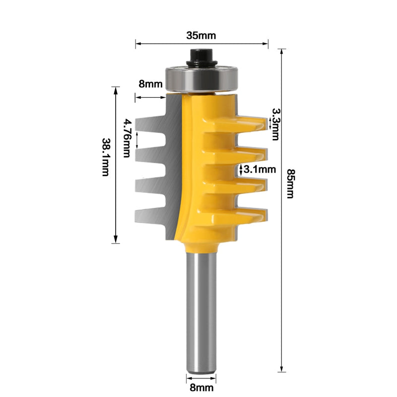 8Shank Rail Reversible Finger Joint Glue Router Bit Cone Tenon Woodwork Cutter Power Tools Wood Router Cutter