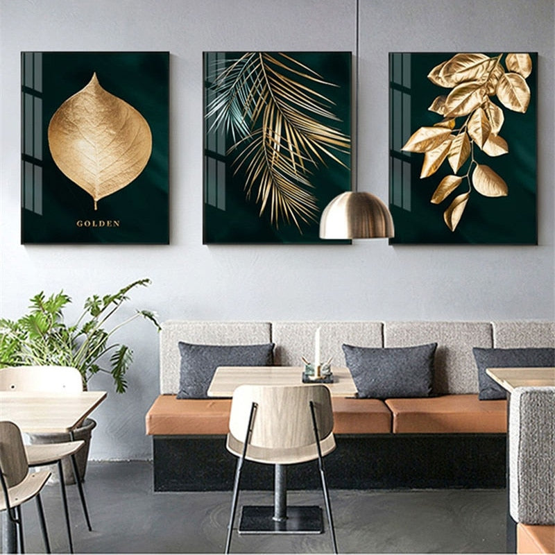 Nordic Modern Luxury Canvas Painting Leaf Plant Picture Home Decor Wall Art Minimalist Posters and Prints for Bedroom Painting