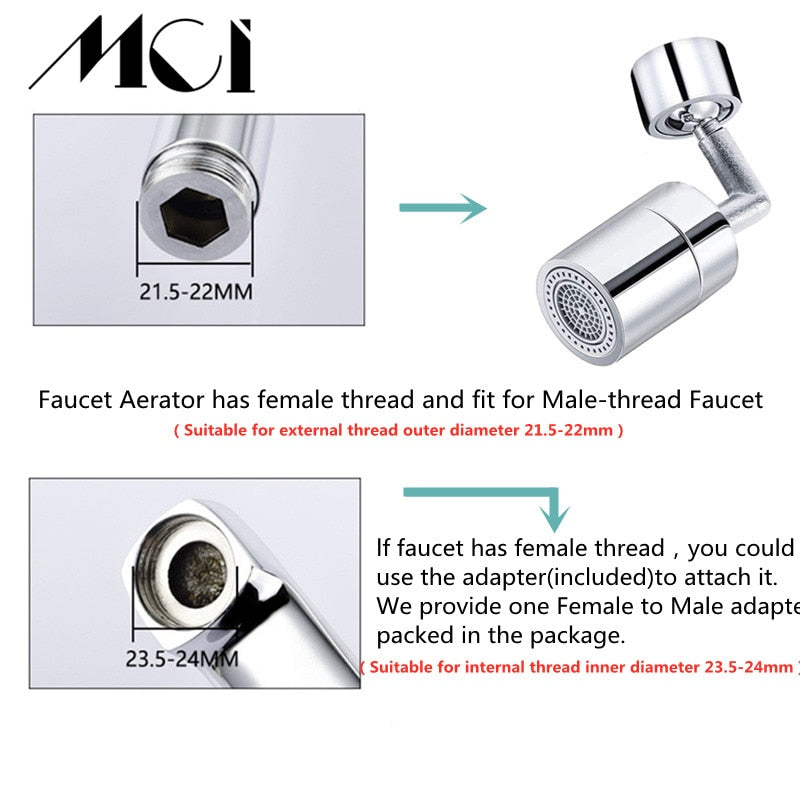 2 Modes 720 Degree Rotating Faucet Spray Head Filter Adapter Water Saving Tap Universal Splash Aerator Bathroom Kitchen Tools