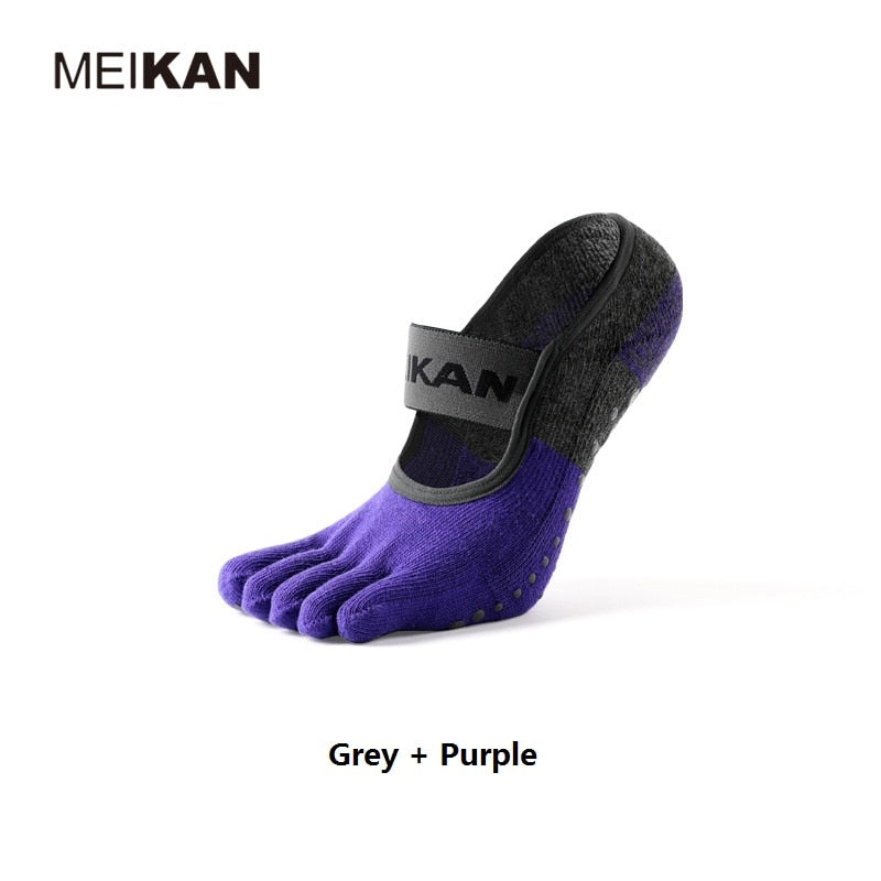 MKYG1902 MEIKANG, calcetines de Yoga para mujer, suela de rizo, antideslizante, 5 dedos, marca de alta calidad, danza, Pilates, Ballet, Yoga, Meias