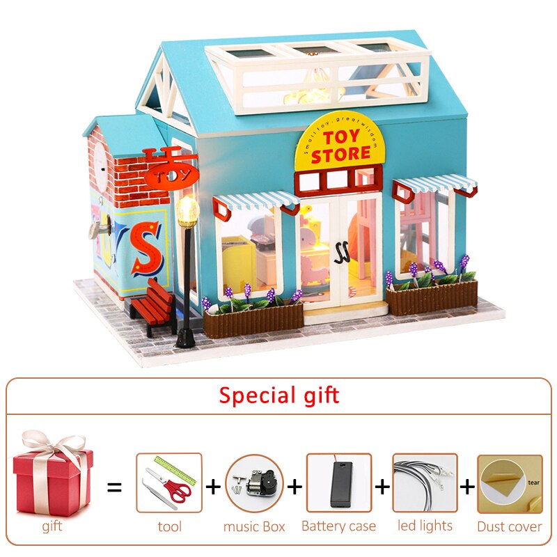 Diy Dollhouse Kit Roombox Miniature Items Tiny House Cake Shop Wooden Doll House Furniture Assemble Model Kids Toy Birthday Gift