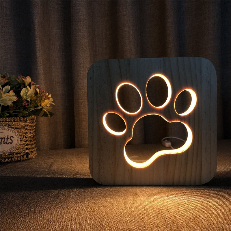 USB 3D LED Wood Night Light  Cross  Animal Tea Style Luminaria Fashion Lamp For Living Room Coffee Shop Dining Room Home Decor