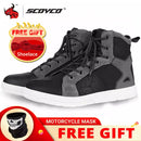 SCOYCO Motorcycle Boots Men Casual Shoes Microfiber Leather Moto Motocross Riding Boots 4 Seasons Motorbike Shoes Riding Shoes