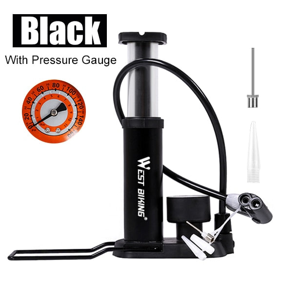 WEST BIKING Ultra-light MTB Road Bike Pump Portable Cycling Air Inflator Foot Pump 100/120Psi High Pressure Bicycle Tire Pump