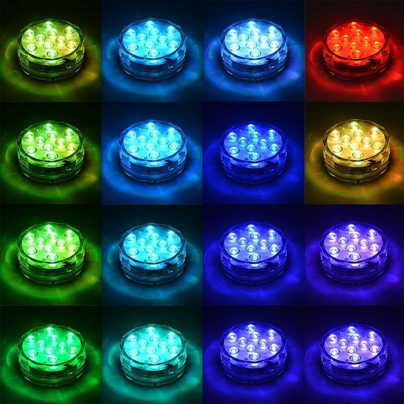 16 Colors Underwater LED Light Remote Control Submersible Lamp IP68 Waterproof Outdoor Garden Swimming Pool Bathroom Decoration