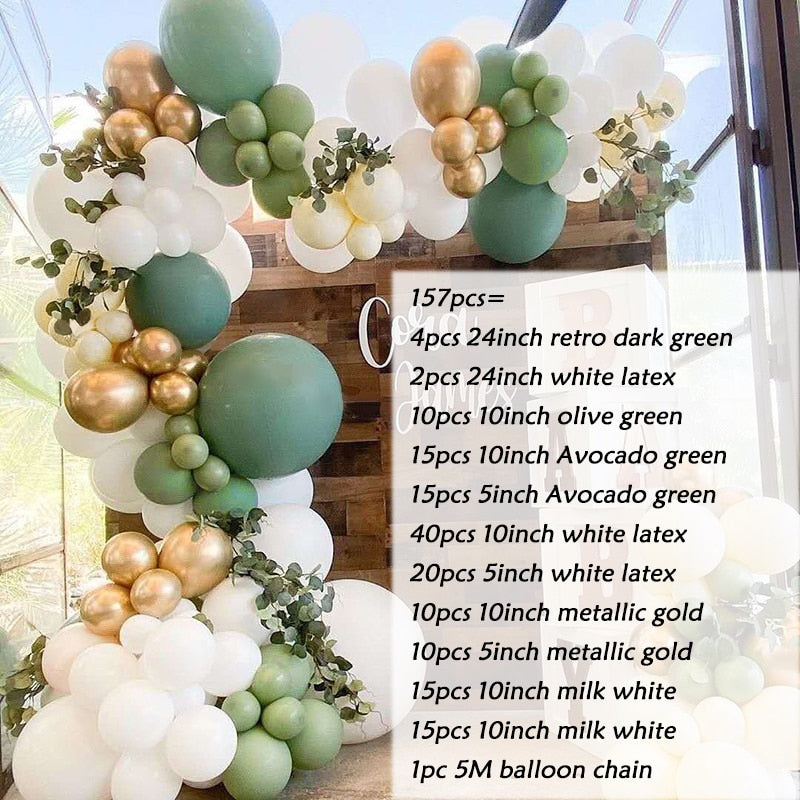 1set Retro grüner Ballon Garland Arch Kit Avocado grüner Ballon Hochzeit Geburtstag Party Dekorationen Babyparty Kinder Dekoration