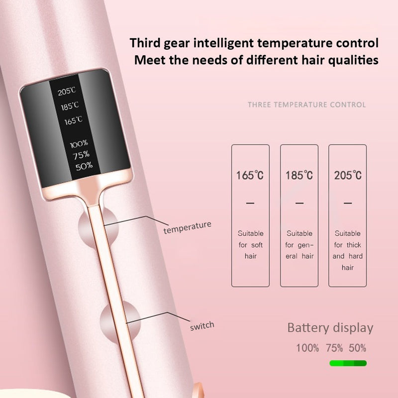 Cordless Mini Hair Straightener Curler Ceramic Fast Heating Plate Flat Irons Negative Ion Straighting Styling Tool USB Charging