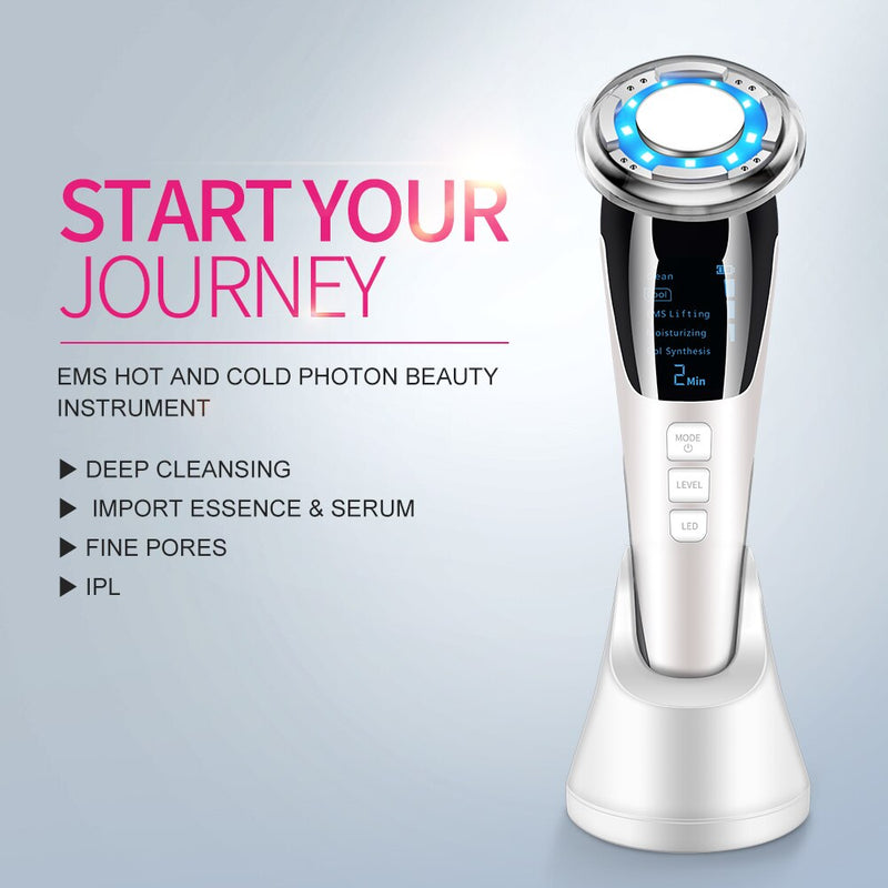 EMS LED Photon Therapy Sonic Vibration Wrinkle Remover Hot Cool Treatment Anti Aging Skin Cleaner Cleansing Rejuvenation Machine