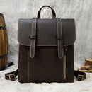 Vintage Crazy Horse Leder Herren Rucksack Unisex Rindsleder 14" Laptop Rucksack Damen dickes echtes Leder Schultasche Freizeittasche