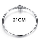 BISAER 925 Sterling Silver Pulseira Snowflake Bangles 925 Heart Snake Chain Clasp Femme Silver Bracelet For Women Jewelry