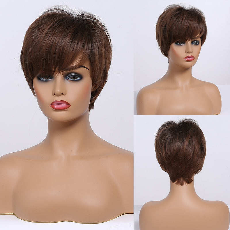 EASIHAIR Blonde Ombre Short Wigs Synthetic Hair Wigs for Women Natural Futura Hair With Bangs Daily Wigs Heat Resistant