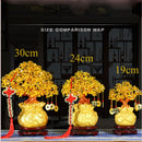 19/24cm Lucky Tree Wealth Yellow Crystal Tree Natural Money Tree Ornaments Bonsai Style Wealth Luck Feng Shui Ornaments Craft